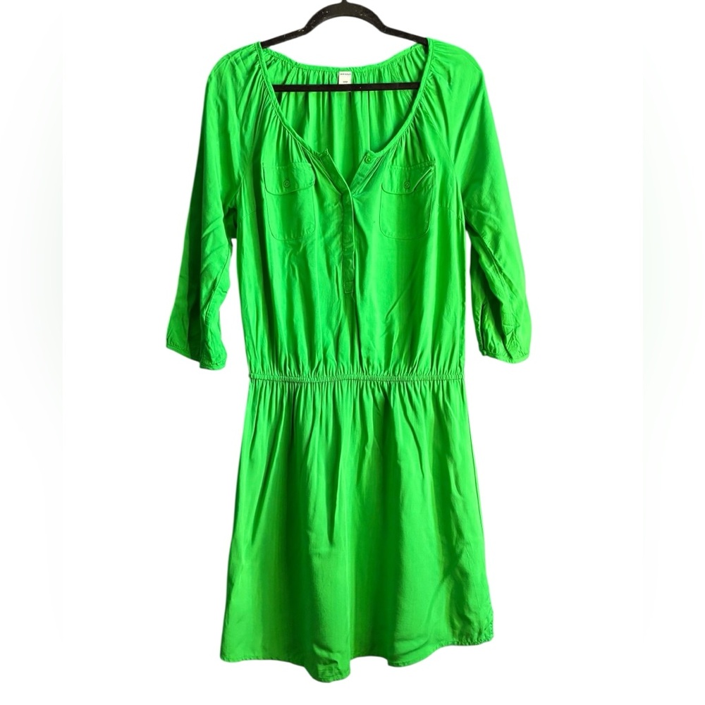 Old Navy Green Smocked Sundress with 3/4 Sleeves